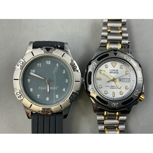 124 - Lorus Sports Day / Date 10mtrs Gents Quartz Watch and a Elec Design Gents Gents Quartz Watch with Ru... 