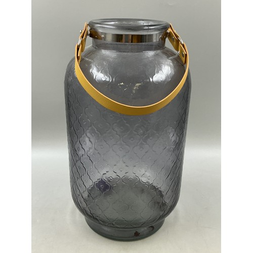 696 - LARGE Glass Garden Candle Holder 38cm tall and 21cm dia