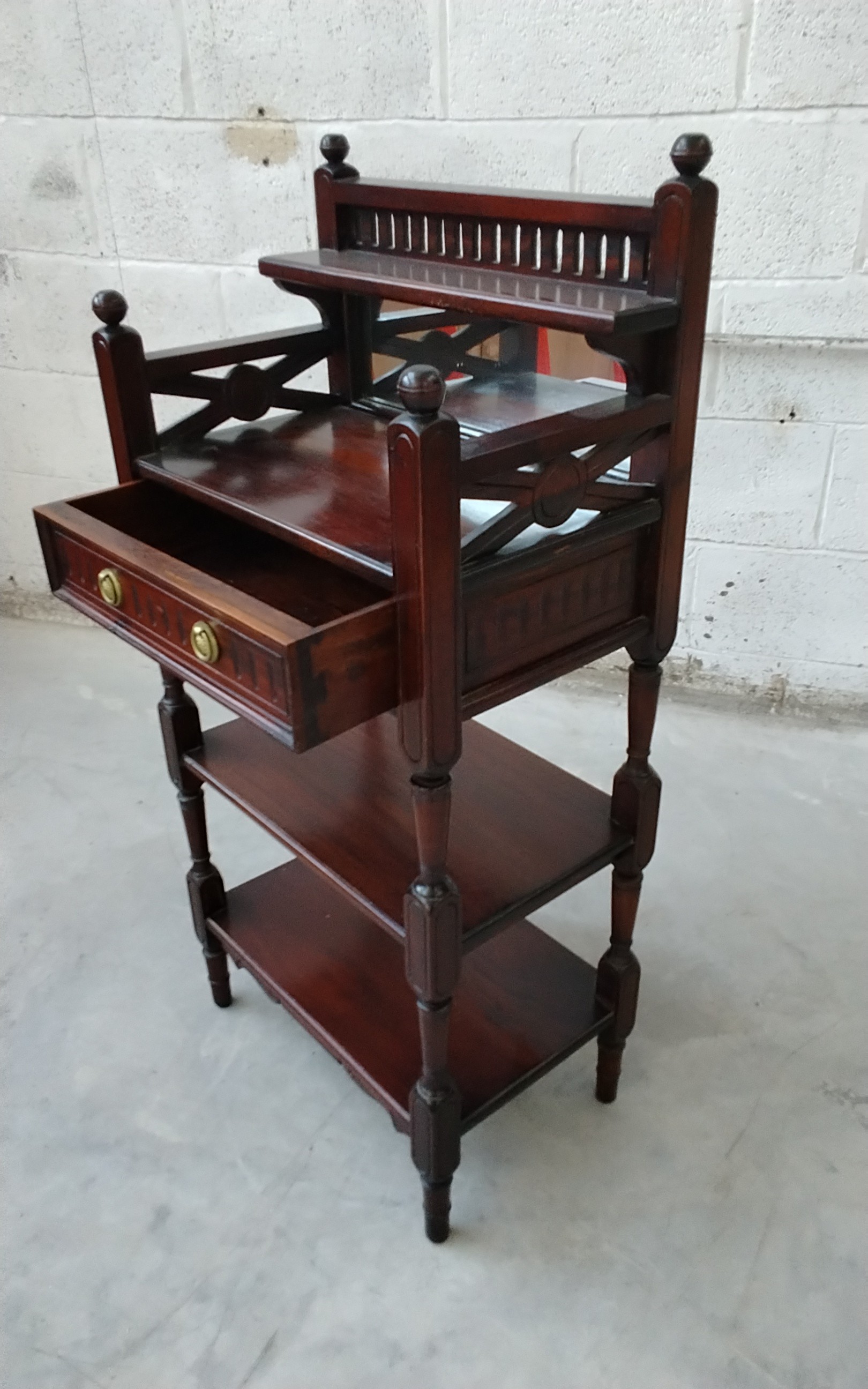 Late Victorian Style Mahogany Whatnot Unit with One Drawer Storage Over ...