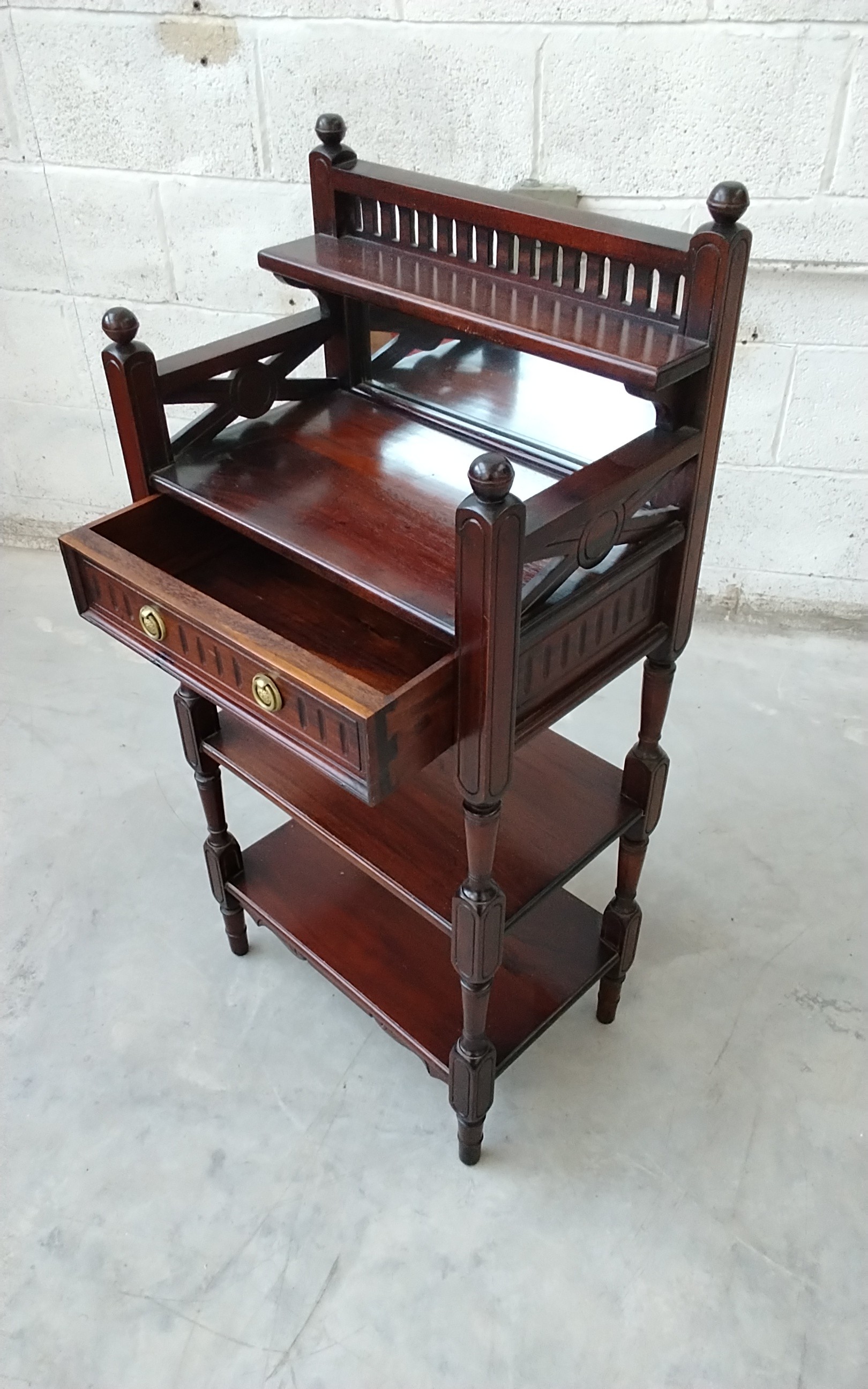 Late Victorian Style Mahogany Whatnot Unit with One Drawer Storage Over ...
