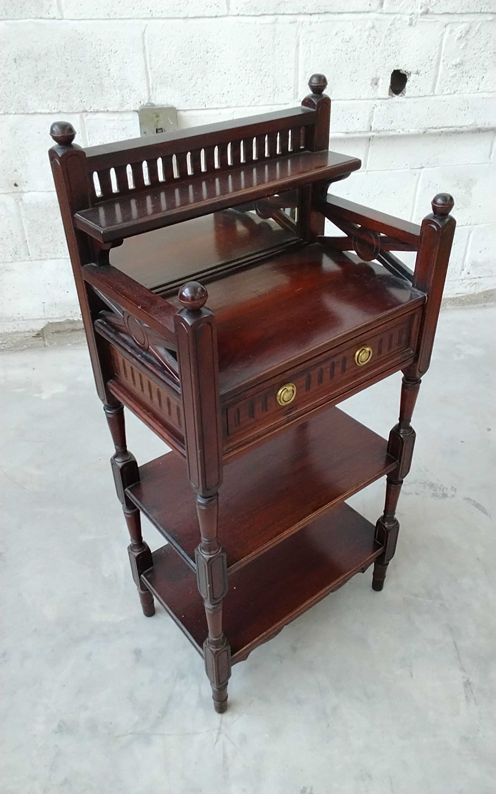 Late Victorian Style Mahogany Whatnot Unit with One Drawer Storage Over ...