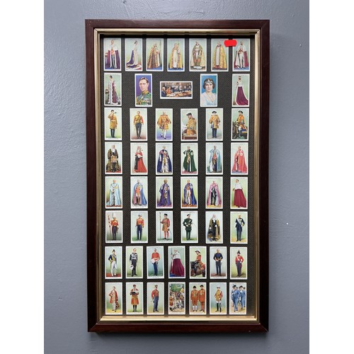 Framed and Glazed Collection of Vintage Player's Cigarette Cards approx 63x37cm