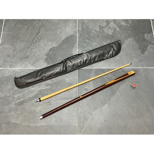 719 - A Vintage Playmaster Two Piece Snooker Cue, With Chalk