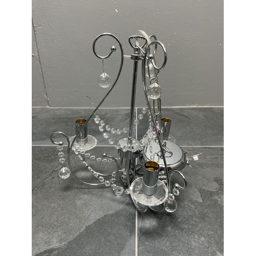 767 - Maison Chrome and Crystal 3 Lamp Chandalier with Fixings
