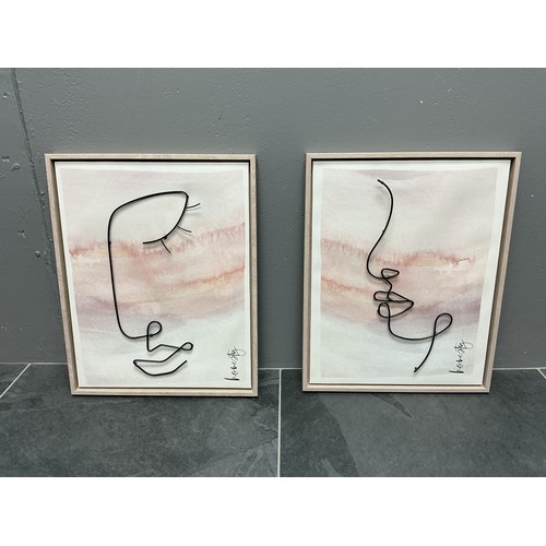 792 - Set of Two Metal Abstract Art Prints