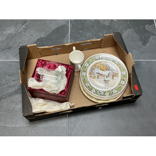 822 - Selection of Samuel Smith Items to Include Six Pictorial Plates, Glass Tankard and loving Cup