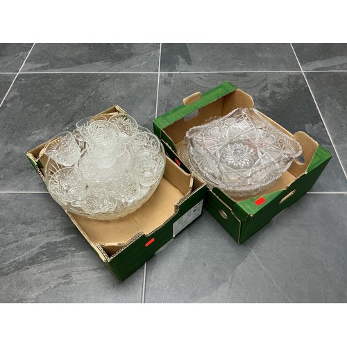 844 - A Crystal Punch Glasses/Bowl Set, With A Selection of Crystal Dishes