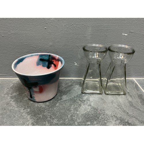 846 - A Selection of Plant Pots - Includes Set of Four Ikea Muskot Plant Pots, Two Glass Bulb Planters, Cl... 