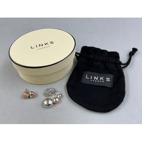 80 - A New Links of London Sterling Silver Masquerade Necklace/Earrings Set - Graduated Silver/Rose Gold ... 