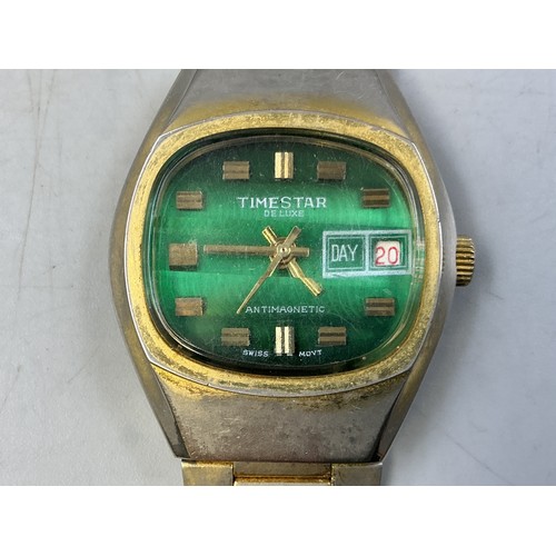 Vintage Timestar DeLuxe Mechanical Date Watch with Swiss Movement ...