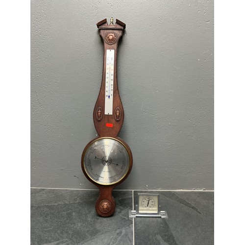 A Vintage Wall Mounted Barometer/Thermometer (Approx 77cm Tall), With Vintage Rototherm Desk Thermometer