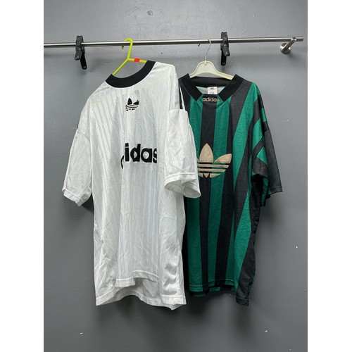 Two Vintage 1990's Adidas Football Tops in a size 42-44
