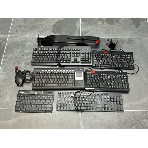 Selection of 6 Keyboards including Bluetooth and a Table Mounted Monitor Bracket