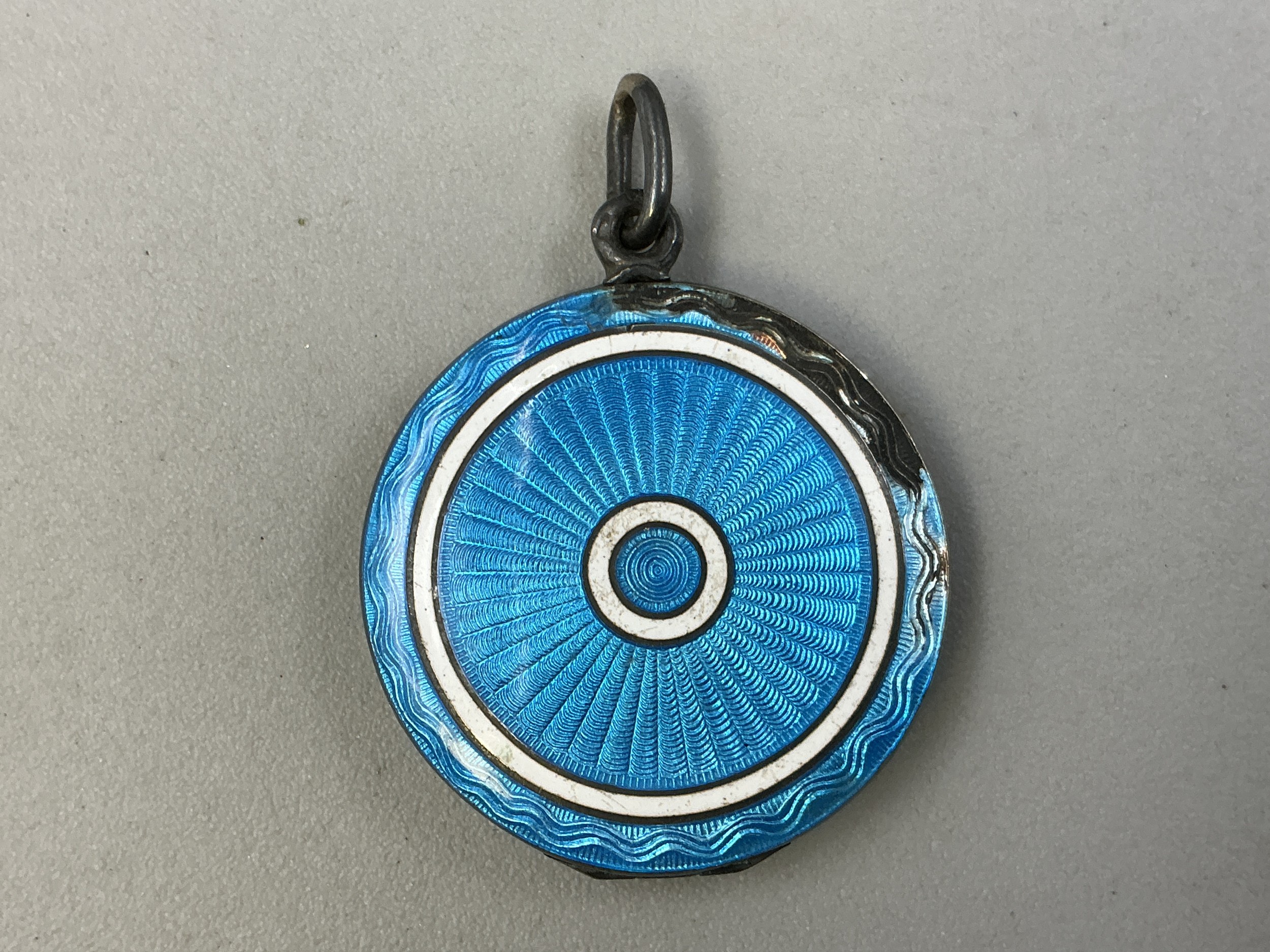Vintage Silver 935 Enamelled Locket Brooch
