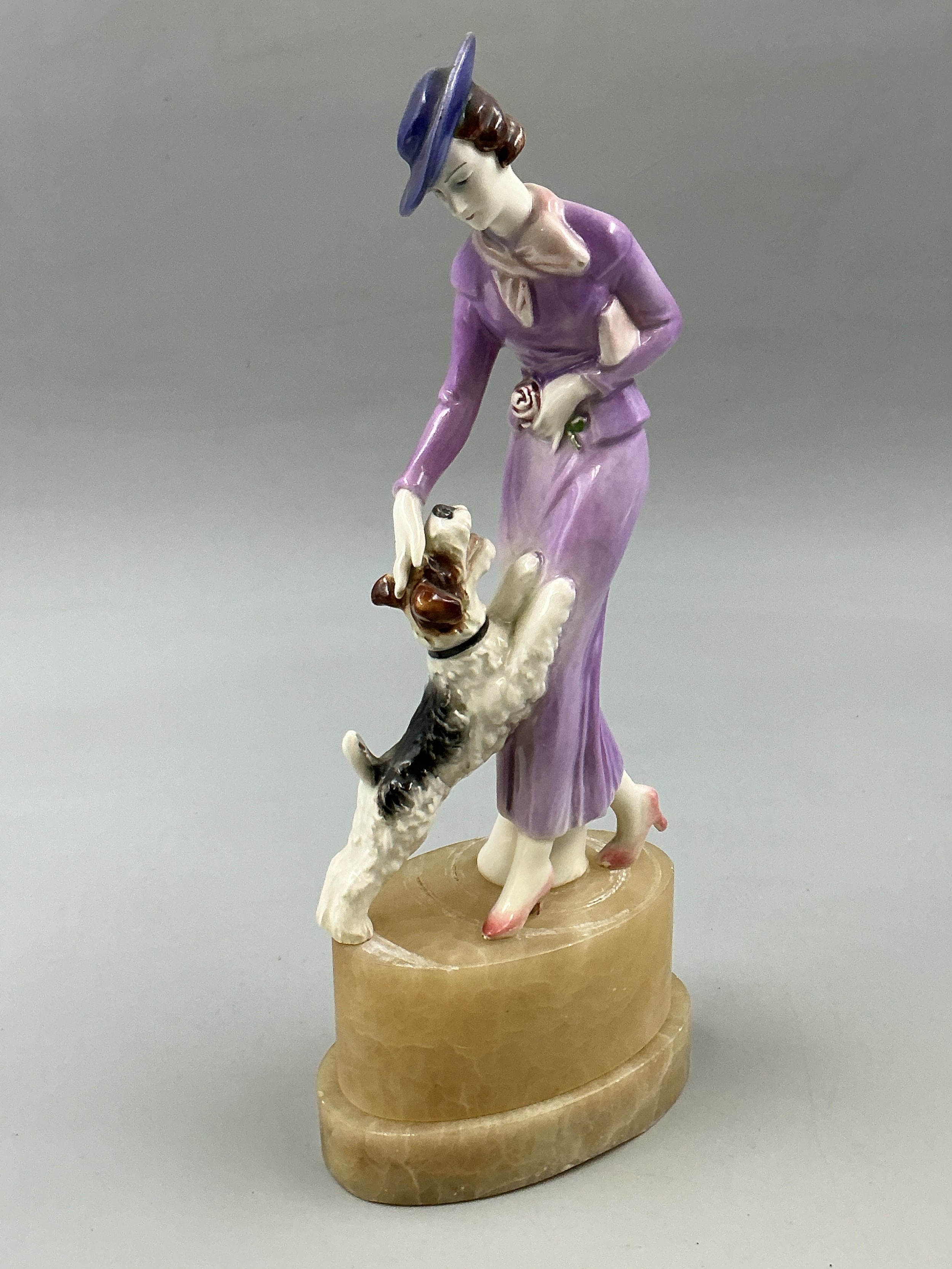 Vintage German Art Deco Porcelain Figurine on Marble Plinth, a/f as ...