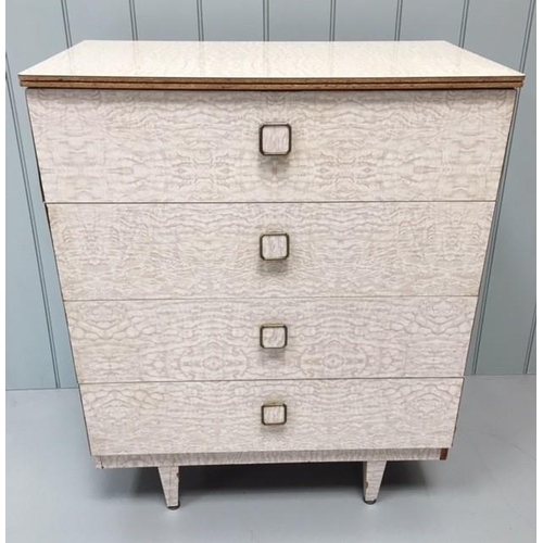 129 - A typical 1960's/70's melamine & plywood chest of drawers.
Dimensions(cm) H93 W76 D46