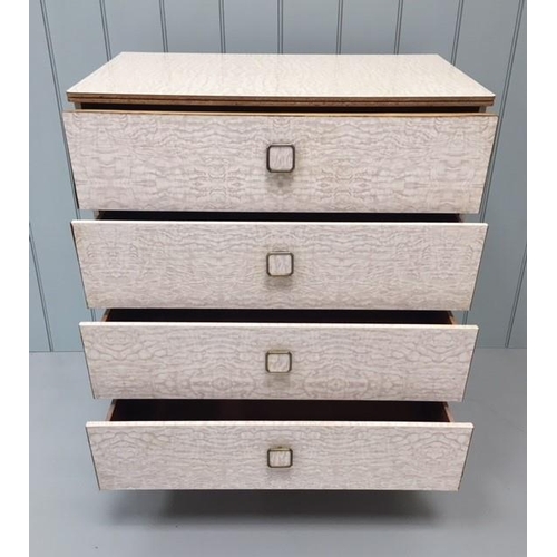 129 - A typical 1960's/70's melamine & plywood chest of drawers.
Dimensions(cm) H93 W76 D46