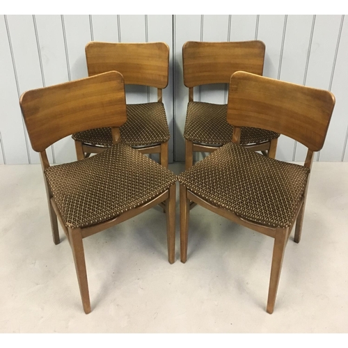 4 - A desirable set of 4 curved back mid-century teak Dining Chairs by Beautility. 
Dimensions(cm) H82 W... 