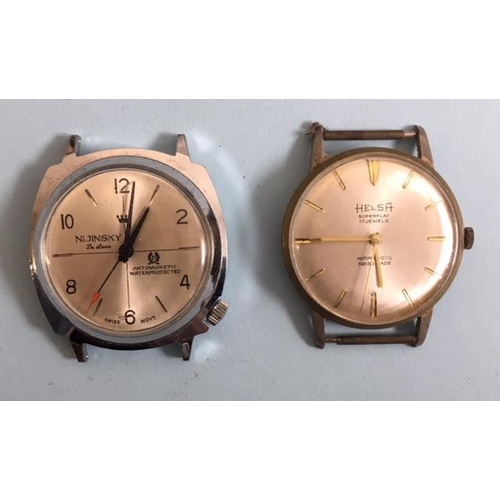 355 - A pair of vintage Gents watches.
A Nijinsky De Luxe & a Helsa Superflat 17 Jewel.
Both appear in ful... 