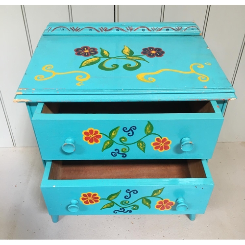 125 - A Child's Bedside Chest of Drawers. Hand painted with a floral design.
Dimensions(cm) H57 W50 D35