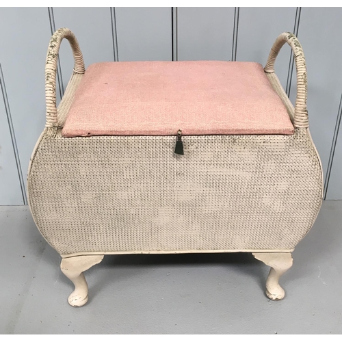 116 - A classic Lloyd Loom dressing table stool. Typical cane, with pink material top.
Dimensions(cm) H59 ... 