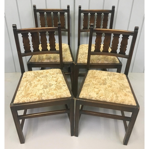 96 - A vintage set of 4 Ercol dining chairs.
Floral fabric patterned.
Dimensions(cm) H86 (48 to seat) W46... 