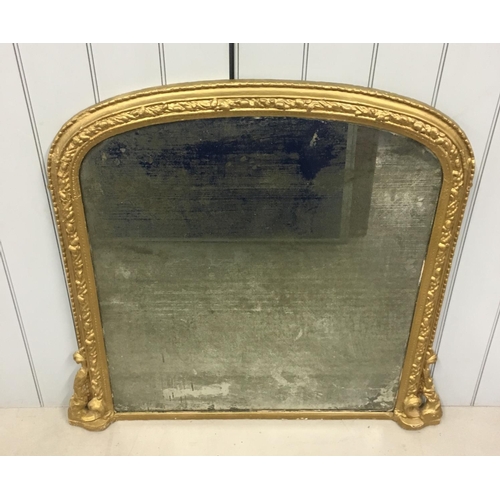 49 - An authentic 19th century overmantle mirror.
Mirror glass has suffered silvering.
Dimensions(cm) H10... 