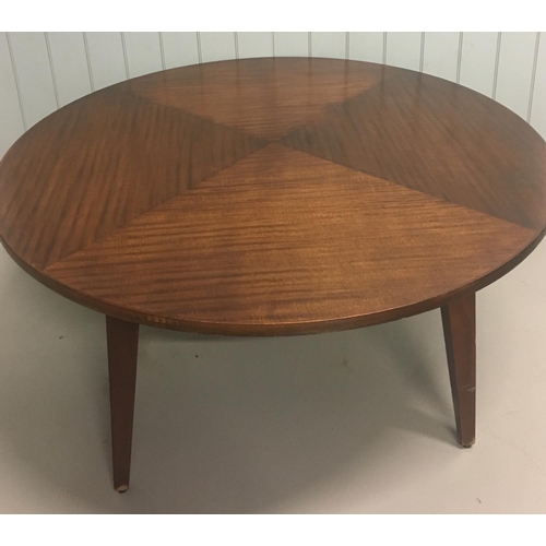 97 - A retro, large round dining table, seated on splaye d legs.
Dimensions(cm) H74 W160 D160