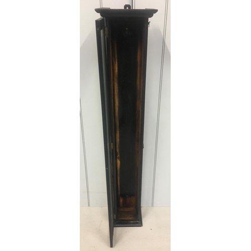 213 - An ebonized pendulum clock case. Wall mountable.
Dimensions (cm) H130 W23 D17