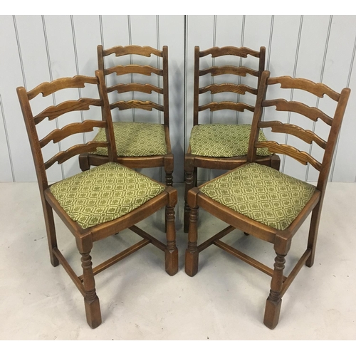 170 - A set of 4 ladder-back, oak dining chairs.
Dimensions(cm) H 87 W46 D46