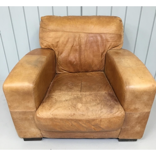 183 - A stunning, real tan leather, Art-Deco armchair. 
Super comfortable.
Dimensions(cm) H85 W104 D93