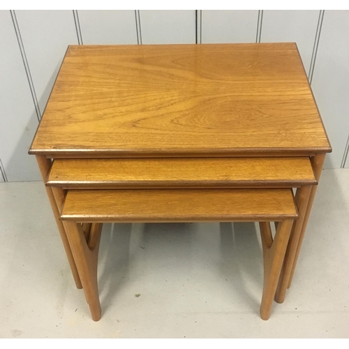 195 - A great set of graduated retro teak Nest of Tables.
Dimensions(cm) Large H48 W56 D40; Medium H44 W50... 