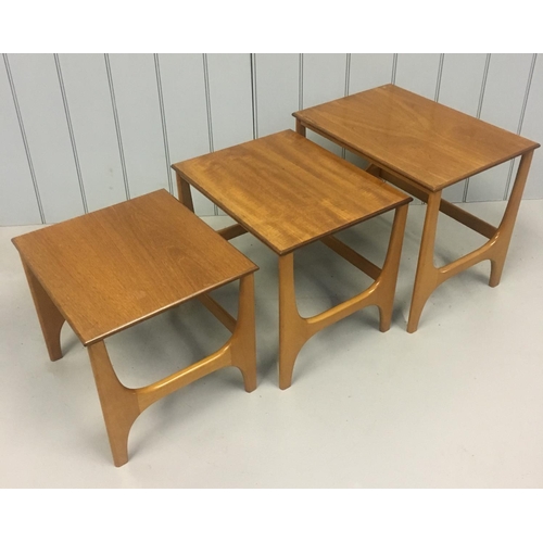 195 - A great set of graduated retro teak Nest of Tables.
Dimensions(cm) Large H48 W56 D40; Medium H44 W50... 