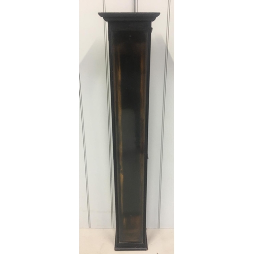 213 - An ebonized pendulum clock case. Wall mountable.
Dimensions (cm) H130 W23 D17