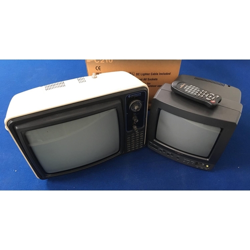 230 - 2 Portable TVs, both powerable by AC/DC.
Boxed Goodmans 102 (model C210) & Hitachi 13