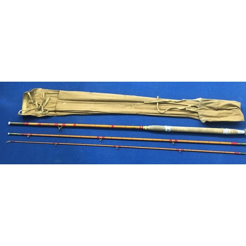 242 - A vintage Allcocks Super Wizard 3-piece cane fishing rod.
Length(cm) 335