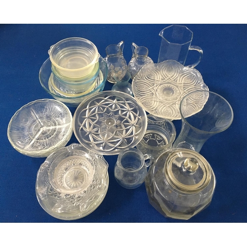 379 - A huge lot of mixed glassware, to include cake stands, jugs, vases, ovenware, part dinner-service an... 