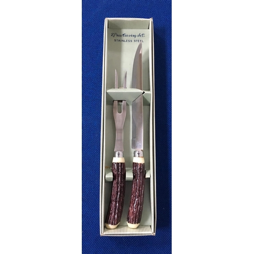 386 - Stainless Steel Boxed Cutlery Sets, including 2 meat carving sets, dessert spoons(x6) set, single kn... 