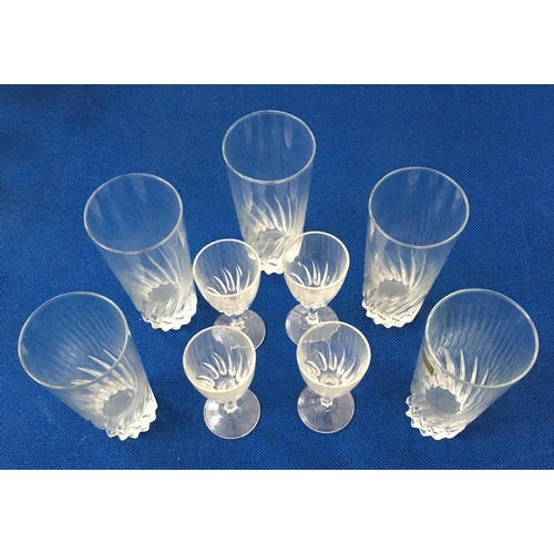 391 - A good assortment of sets & part-sets of primarily cut-glass wine glasses & tumblers.