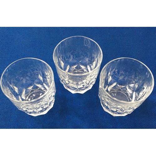 391 - A good assortment of sets & part-sets of primarily cut-glass wine glasses & tumblers.