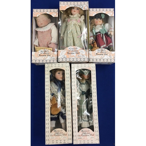 87 - Five boxed Leonardo collection dolls - 