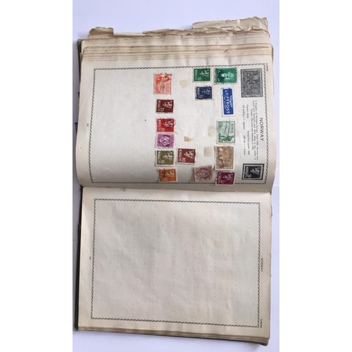 129 - A fabulous stamp album containing approximately 500 worldwide stamps. Most date from 1860s to 1930s.