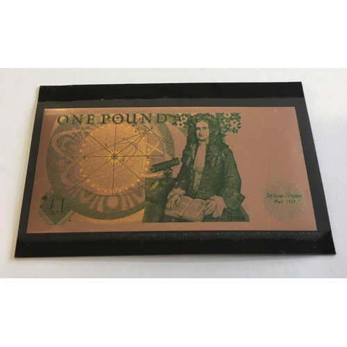 157 - Great British Icons UK Bank Note - Sir Isaac Newton - 24K Gold reproduction.