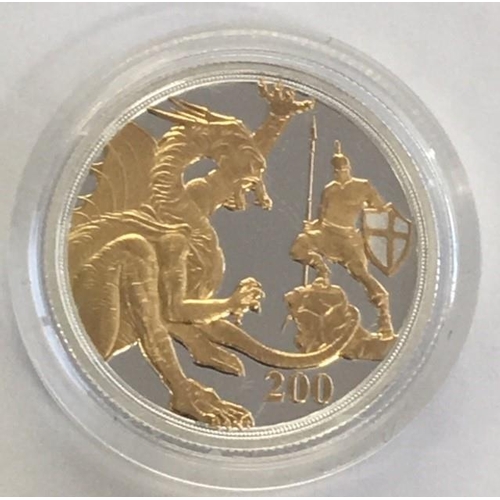 173 - 2020 Silver Sovereign St George & The Dragon, accented with 24 carat gold.