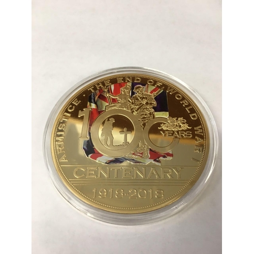 195 - First World War Centenary Commemorative Coin, with certificate of authenticity.