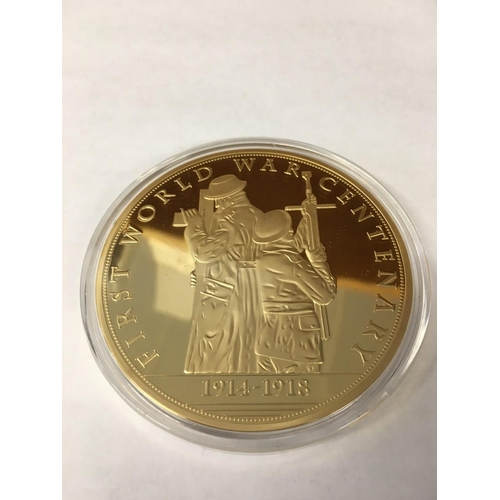 195 - First World War Centenary Commemorative Coin, with certificate of authenticity.