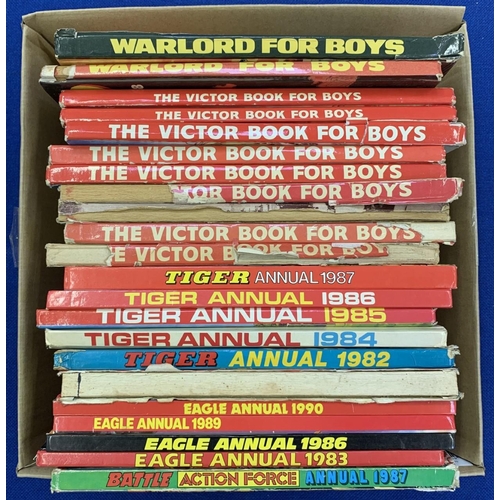 58 - A Selection of 22 Boys Annuals from 1960's,70's and 80's including Eagle, Tiger, Victor, Warlord, Ba... 