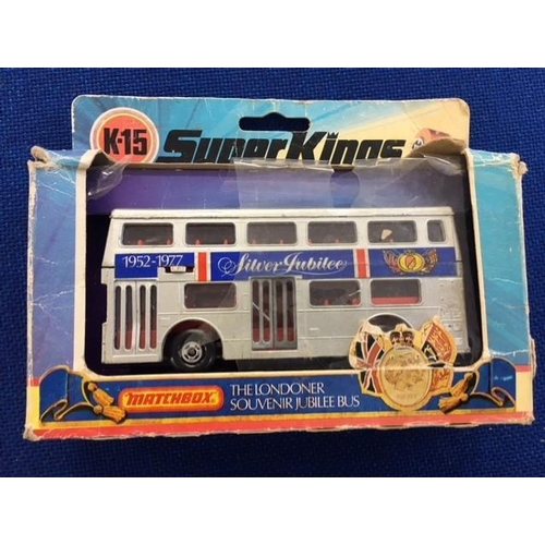 139 - A Matchbox Superkings Silver Jubilee Bus K-15 & a Royal Wedding Bus from 1981.
Both models in very g... 