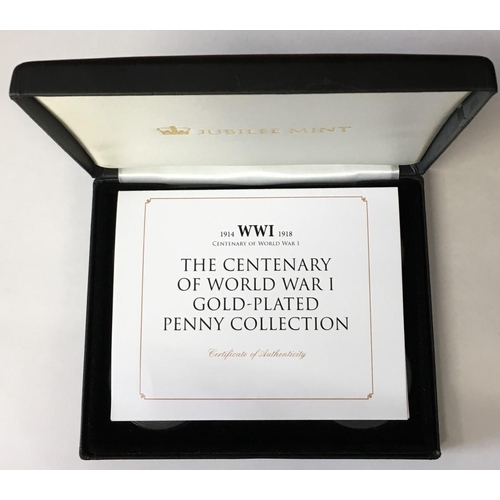 167 - Centenary of World War I Gold Plated Penny Collection by Jubilee Mint. 24ct Gold Plated Bronze one p... 