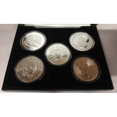 169 - 2019 The Fine Silver Collection by Jubilee Mint.
Five coins - three are 999 fine silver & two 999.9 ... 